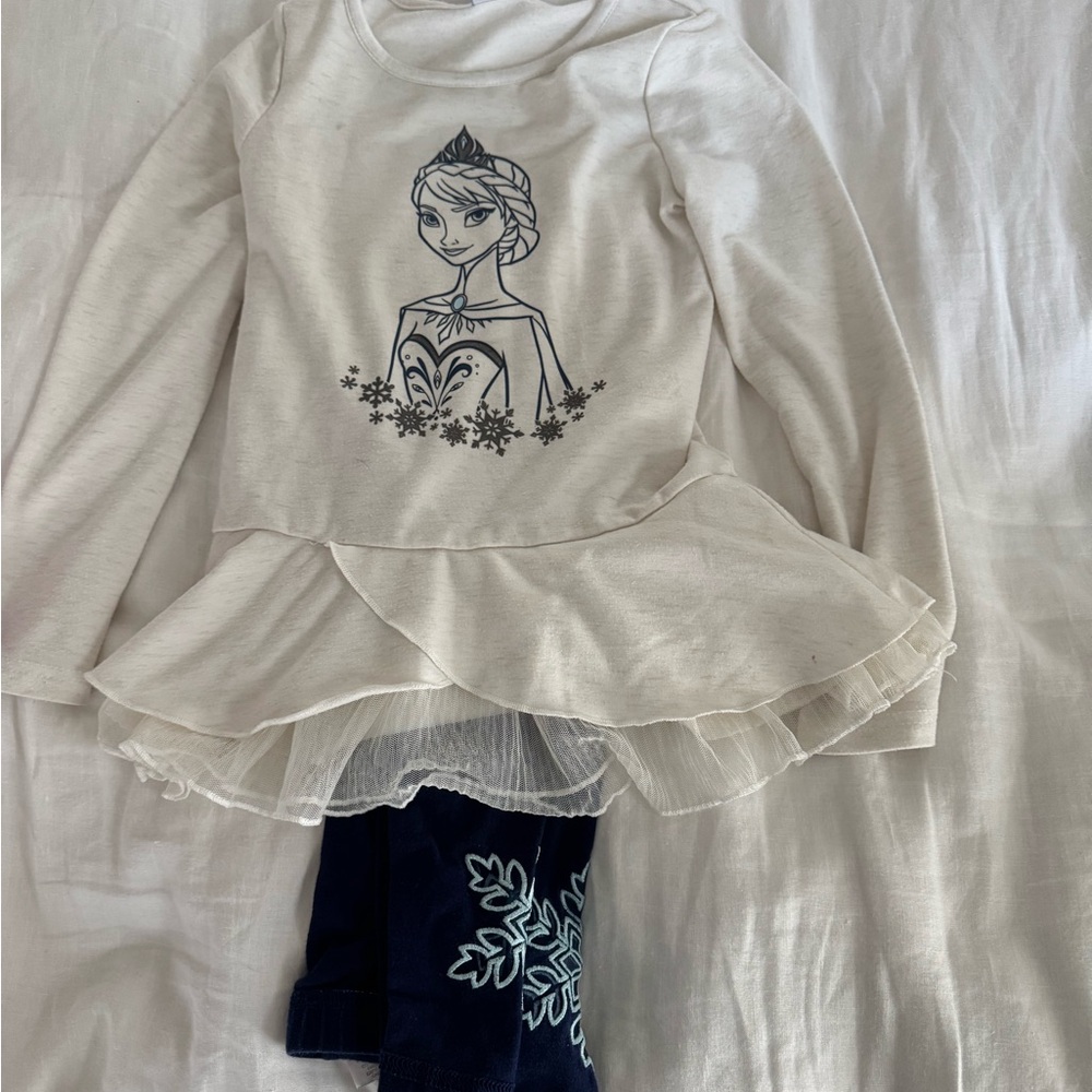 Elsa White and Navy Kids Top and leggings